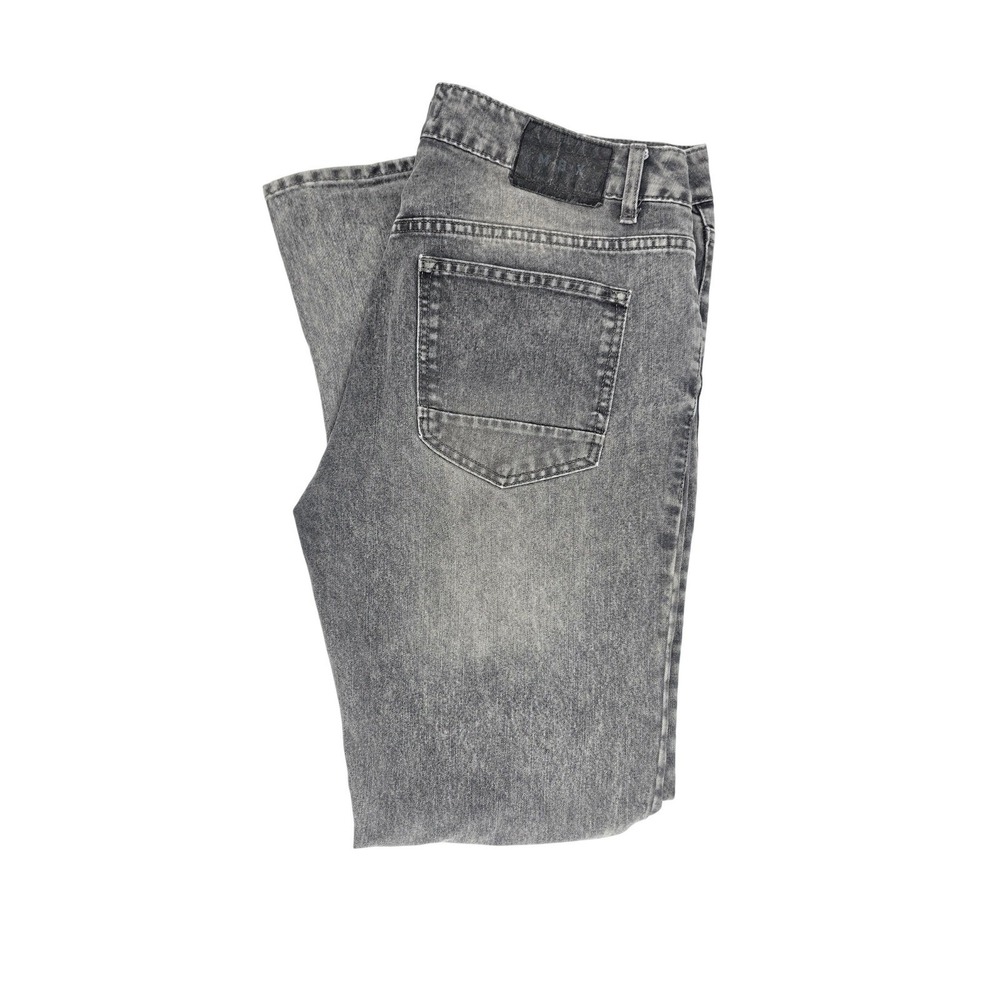 M.B.X Mens Jeans 34x32 Gray Acid Wash Slim Fit Distressed Stretch Denim Pants